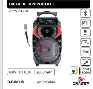 Caixa de som com microfone controle carrinho