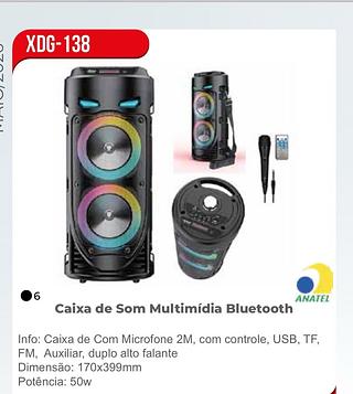 Caixa de som com microfone Bluetooth