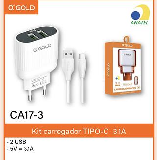 Carregador tipo-c Rápido 3.1A 2USB