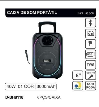 Caixa de som com microfone controle carrinho