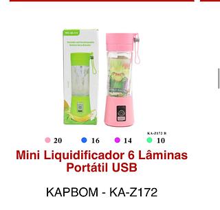 Mini liquidificador 6 lâminas portátil USB