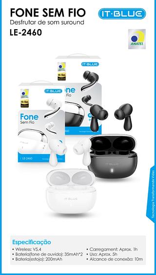 Fone sem fio Bluetooth