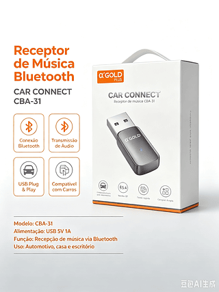 Receptor de Música Bluetooth USB Para Carro Antigo