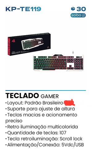 Teclado games com led