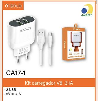 Carregador v8 rápido 3.1A 2USB